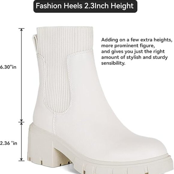 Women's Chelsea Ankle Boots Booties (White) - Picture 3 of 8
